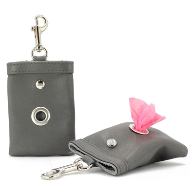 Håndlavet Poseholder i Læder Grå & Chrom